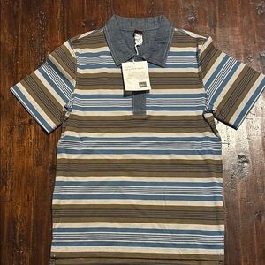 TEA COLLECTION NEW BOYS BLUE DENIM POLO TOP TOPSSHIRT COTTON SUMMER FALL SIZE 10